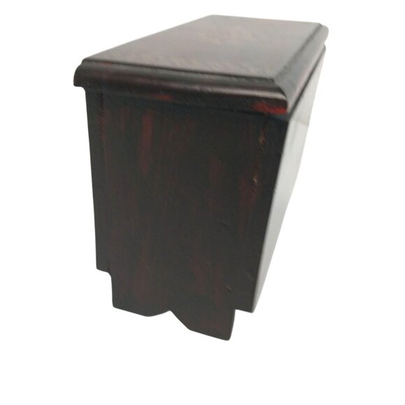 Vintage Handcrafted Wooden Footed Keepsake Box With Floral Painted Design - Picture 5 of 8